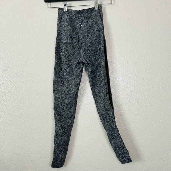 Beyond Yoga High Waisted Sheer Illusion Leggings Gray Black Mesh Side Stripe - Picture 3 of 7